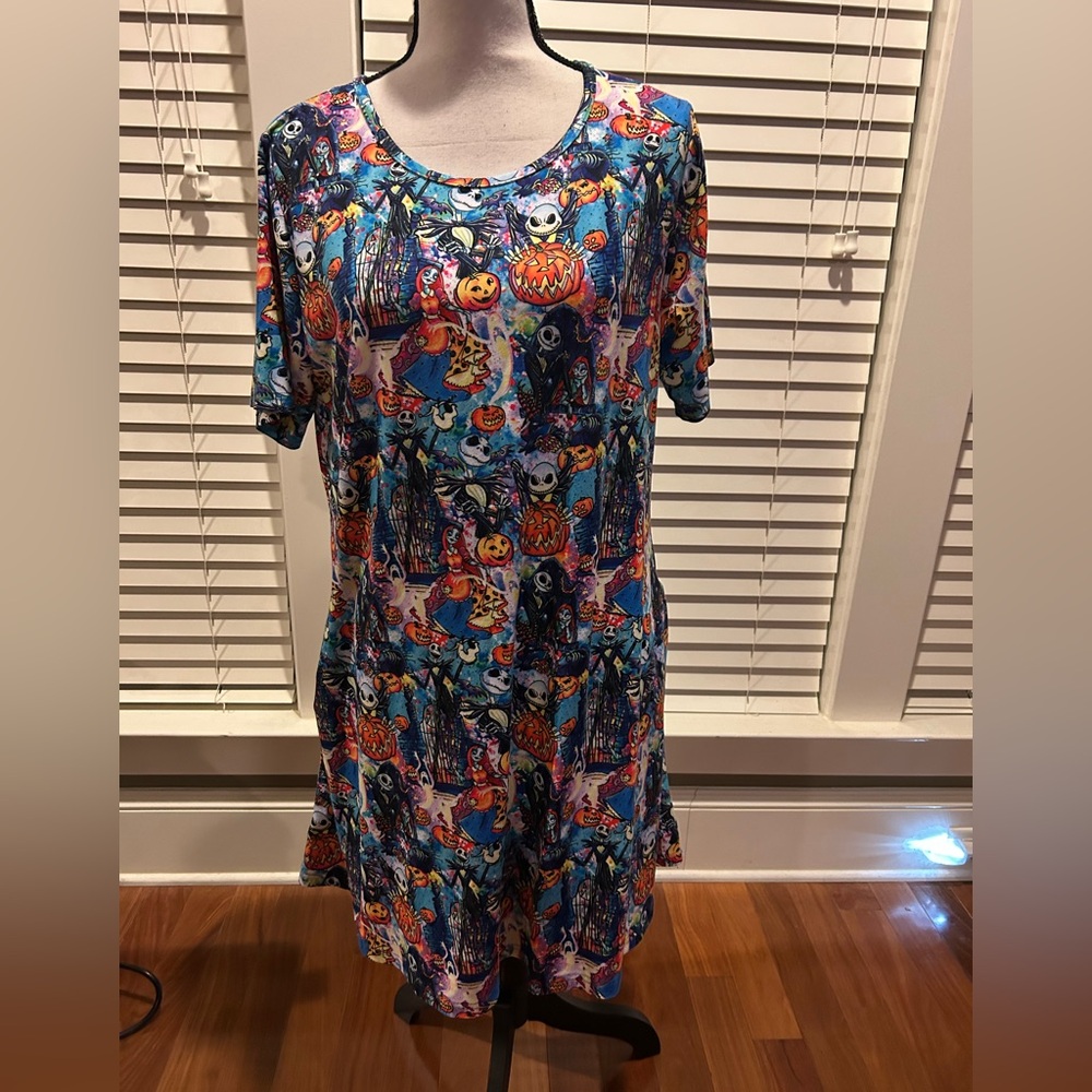 Colorful Nightmare Before Christmas Halloween Print Dress or use as gown size M